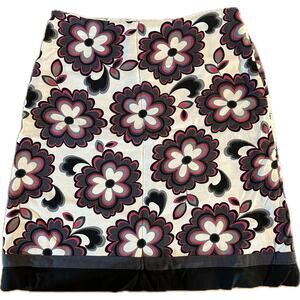 CATO Women's Floral A-Line Knee Length Skirt‎ Multicolor Linen Blend Size 14